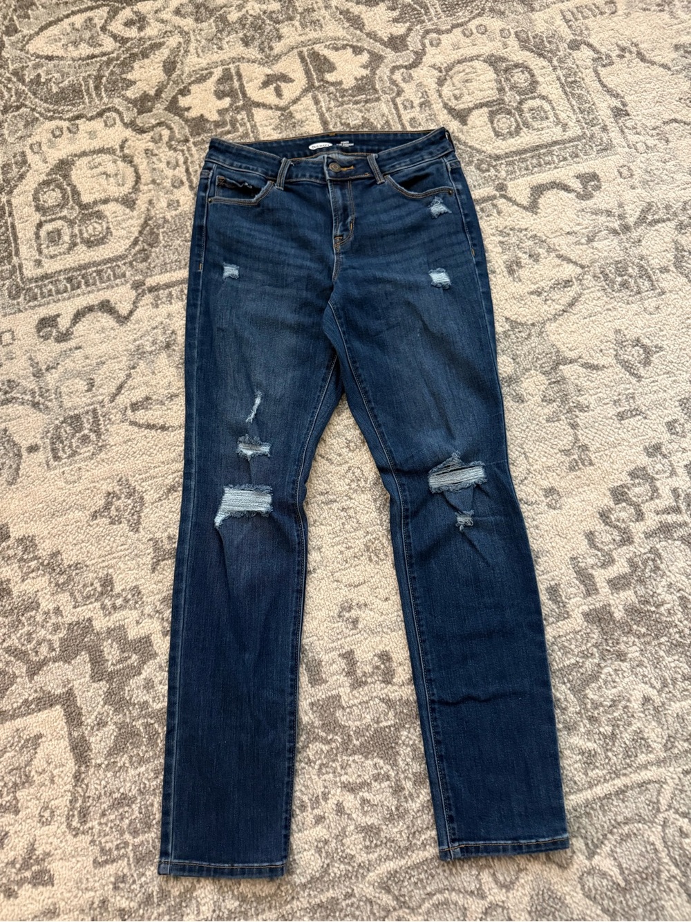 Old Navy Women's Dark Indigo Distressed Skinny Jeans